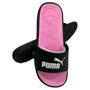 NWT PUMA COOL CAT SPORT WOMEN'S BLACK PINK SLIP ON SLIDES SANDALS SIZE 10